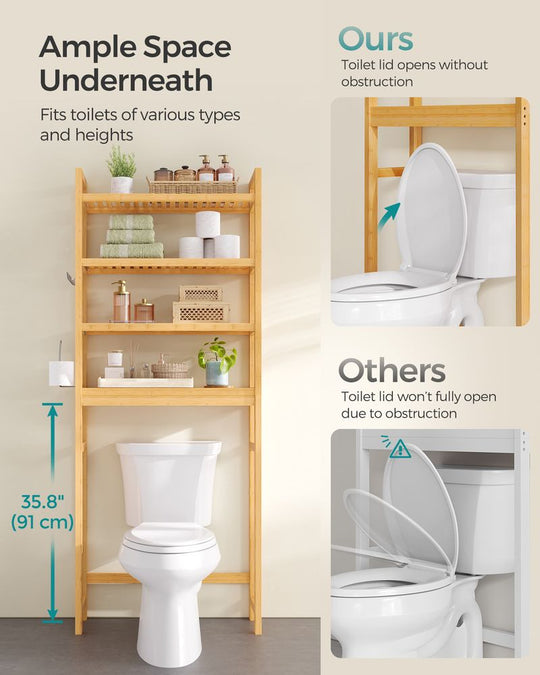 Over The Toilet Storage Shelf | Three Tier Bathroom Organizer