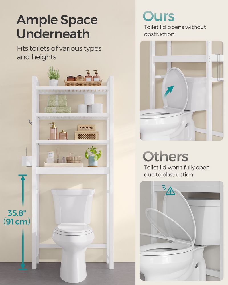 Over The Toilet Storage Shelf | Three Tier Bathroom Organizer