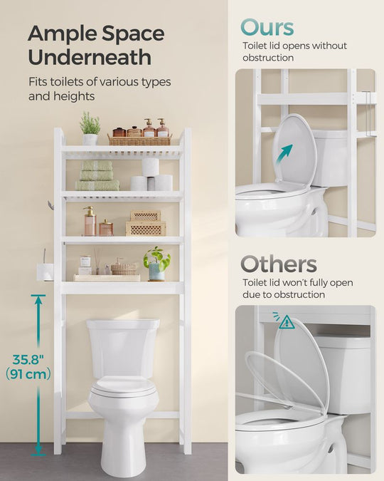 Over The Toilet Storage Shelf | Three Tier Bathroom Organizer