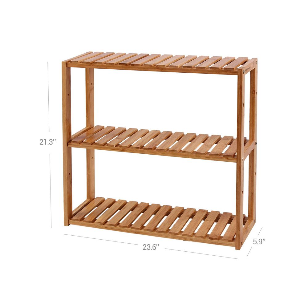 Bamboo Bathroom Shelf | 3-Tier Wall Mount or Freestanding Rack