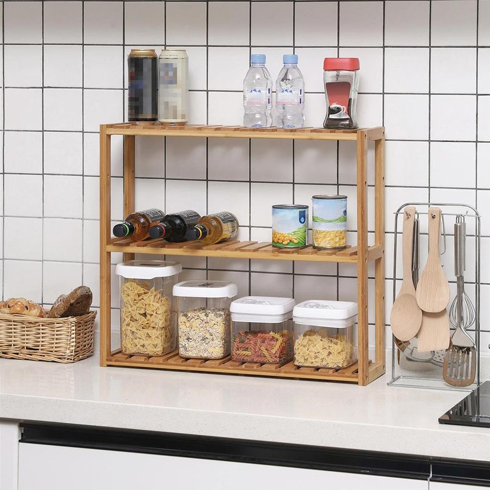 Bamboo Bathroom Shelf | 3-Tier Wall Mount or Freestanding Rack