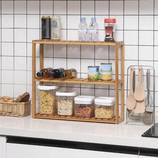 Bamboo Bathroom Shelf | 3-Tier Wall Mount or Freestanding Rack