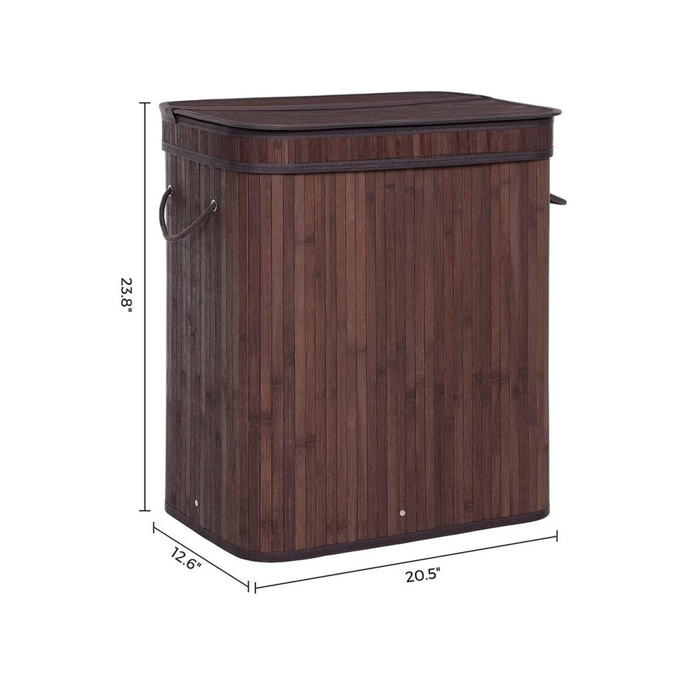 Bamboo Laundry Hamper | Foldable Basket With Lid And Handles