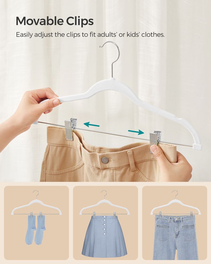 Velvet Pants Hangers | Adjustable Clips For Skirts And Trousers
