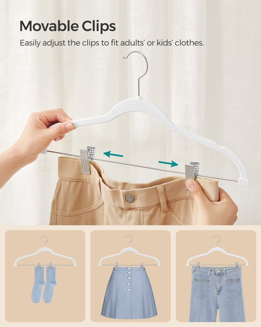 Velvet Pants Hangers | Adjustable Clips For Skirts And Trousers