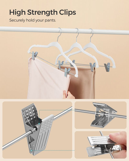 Velvet Pants Hangers | Adjustable Clips For Skirts And Trousers