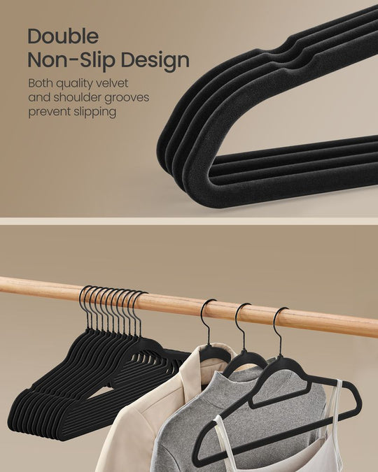 Velvet Clothes Hangers | Non Slip Space Saving Wardrobe Set