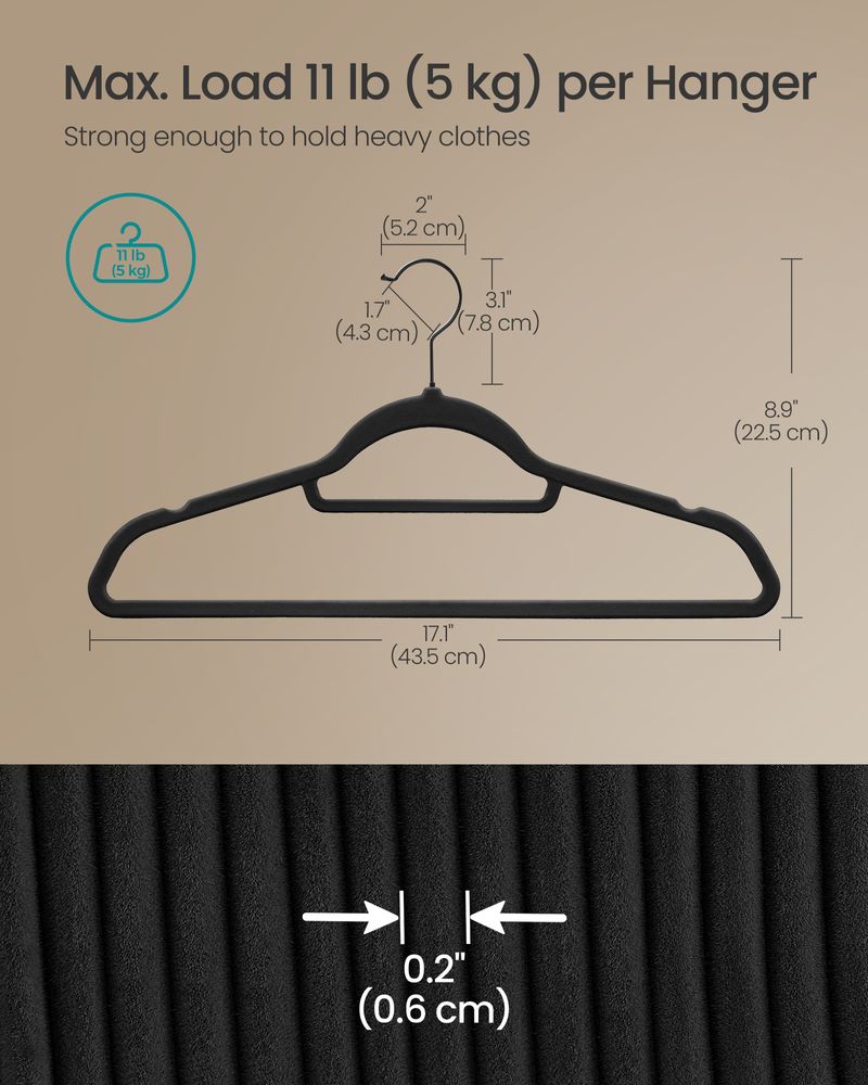 Velvet Clothes Hangers | Non Slip Space Saving Wardrobe Set