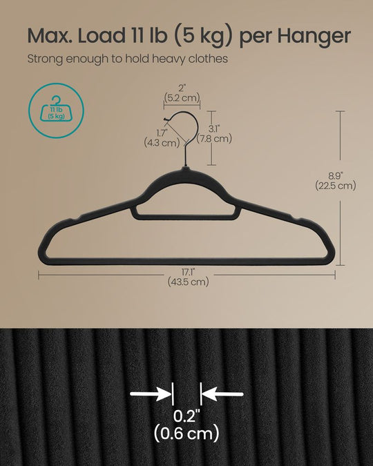Velvet Clothes Hangers | Non Slip Space Saving Wardrobe Set