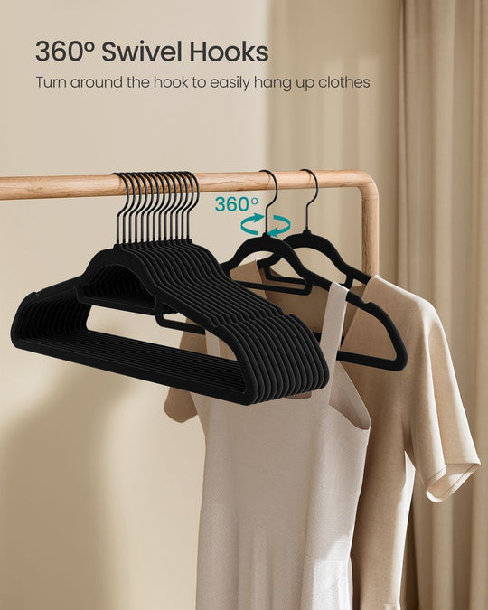 Velvet Clothes Hangers | Non Slip Space Saving Wardrobe Set