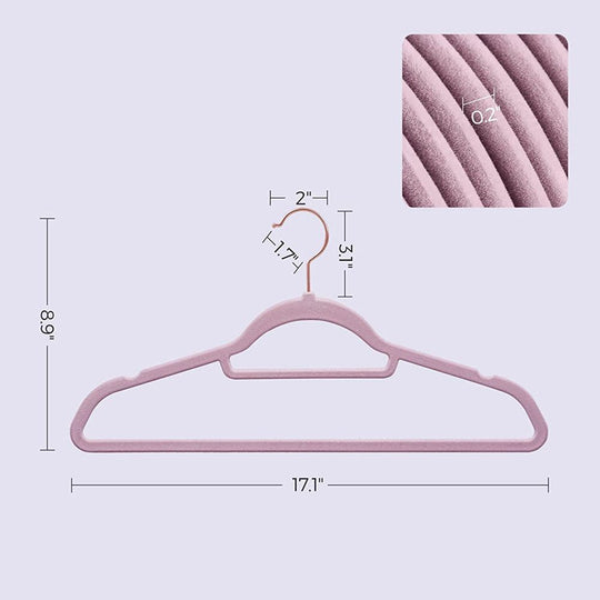 Velvet Clothes Hangers | Non Slip Space Saving Wardrobe Set