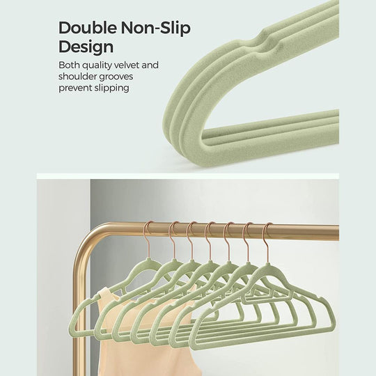 Velvet Clothes Hangers | Non Slip Space Saving Wardrobe Set
