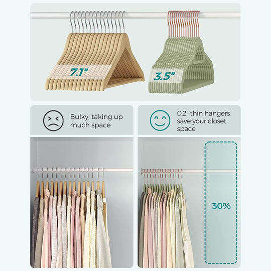 Velvet Clothes Hangers | Non Slip Space Saving Wardrobe Set