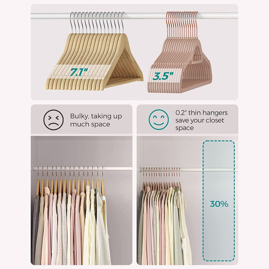 Velvet Clothes Hangers | Non Slip Space Saving Wardrobe Set