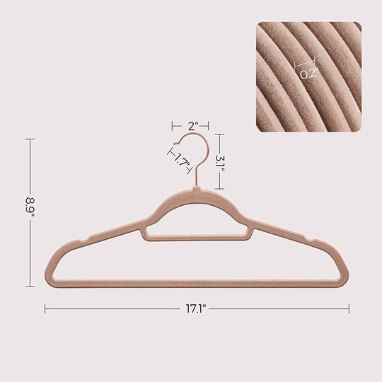 Velvet Clothes Hangers | Non Slip Space Saving Wardrobe Set