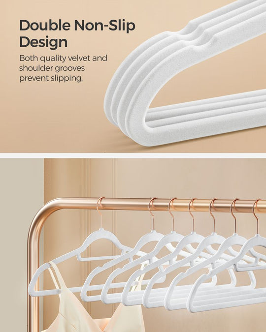 Velvet Clothes Hangers | Non Slip Space Saving Wardrobe Set