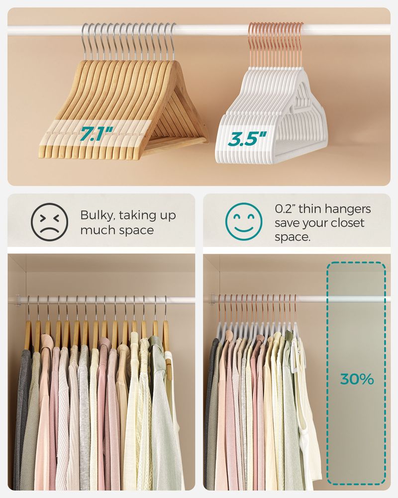 Velvet Clothes Hangers | Non Slip Space Saving Wardrobe Set