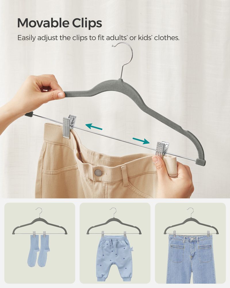 Velvet Pants Hangers | Adjustable Clips For Skirts And Trousers