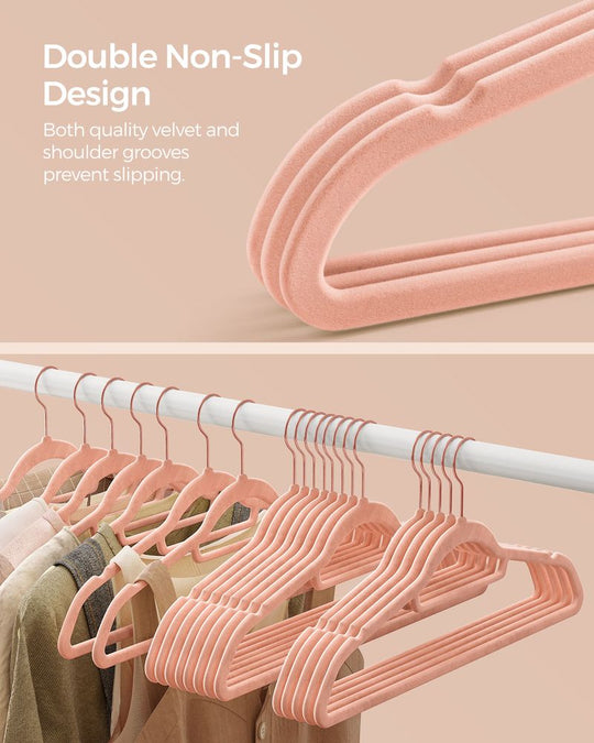 Velvet Clothes Hangers | Non Slip Space Saving Wardrobe Set