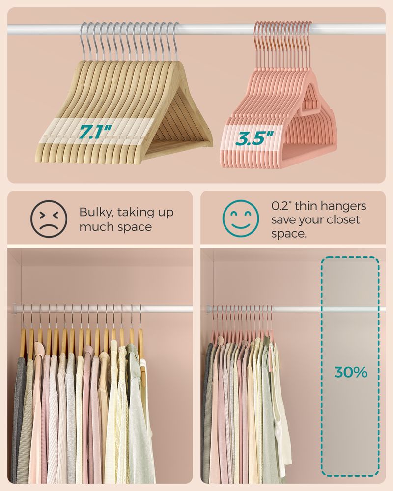 Velvet Clothes Hangers | Non Slip Space Saving Wardrobe Set