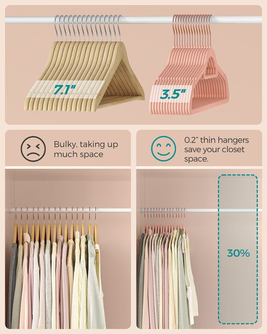 Velvet Clothes Hangers | Non Slip Space Saving Wardrobe Set