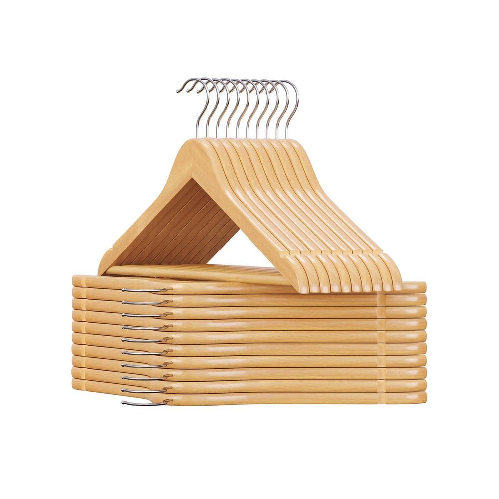 Wooden Coat Hangers | Shoulder Notches With Swivel Metal Hooks