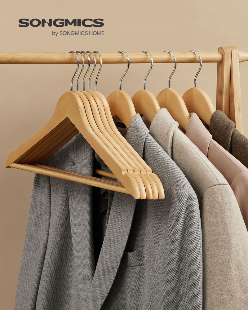 Wooden Coat Hangers | Shoulder Notches With Swivel Metal Hooks