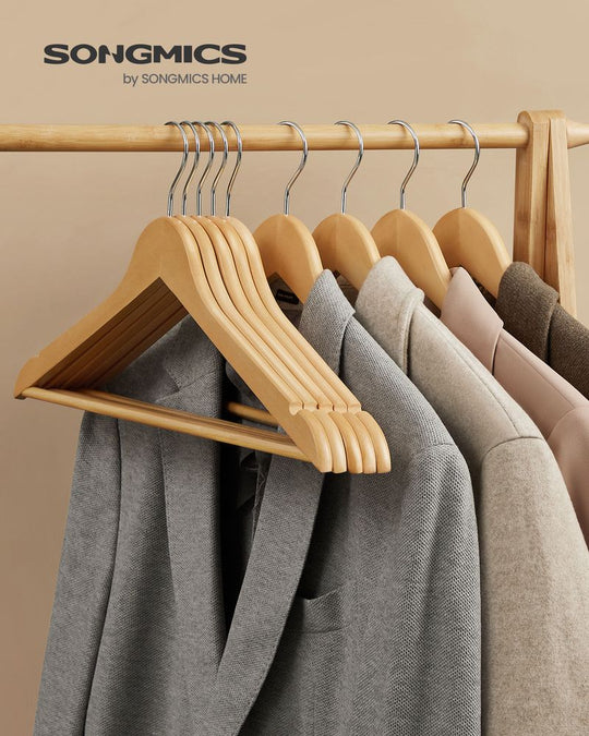 Wooden Coat Hangers | Shoulder Notches With Swivel Metal Hooks