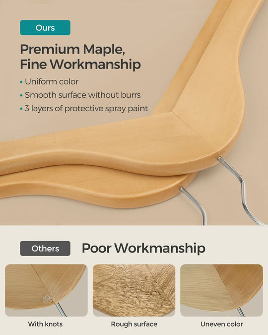 Wooden Coat Hangers | Shoulder Notches With Swivel Metal Hooks