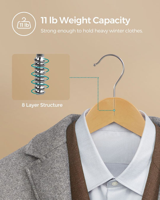 Wooden Coat Hangers | Shoulder Notches With Swivel Metal Hooks