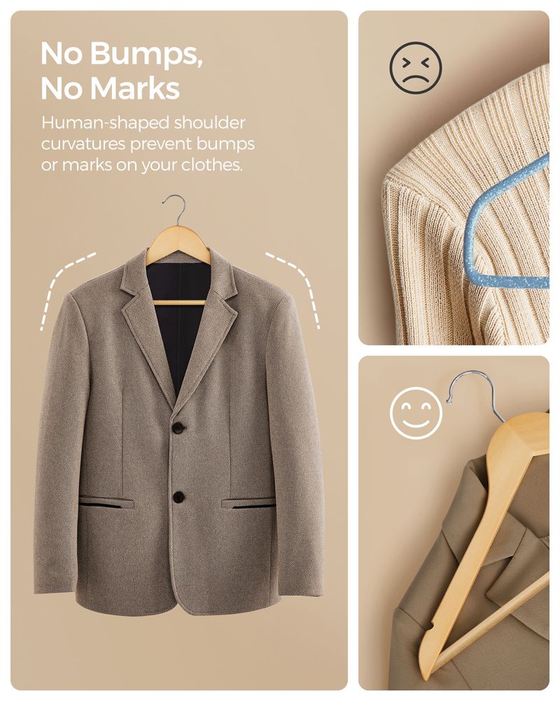 Wooden Coat Hangers | Shoulder Notches With Swivel Metal Hooks