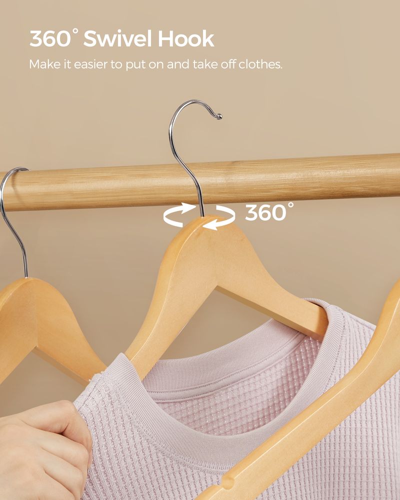 Wooden Coat Hangers | Shoulder Notches With Swivel Metal Hooks