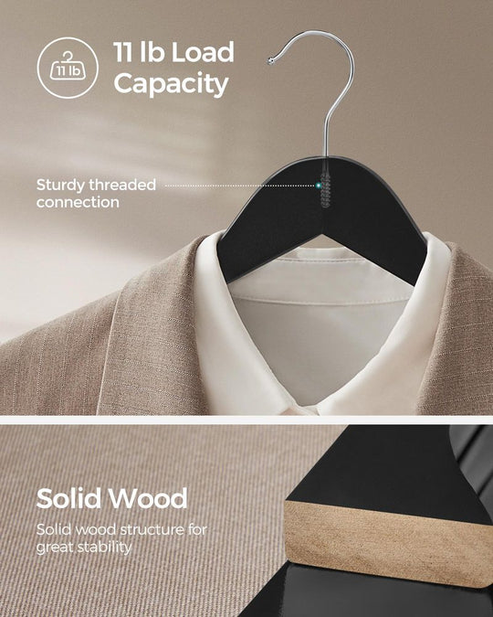 Wooden Coat Hangers | Shoulder Notches With Swivel Metal Hooks