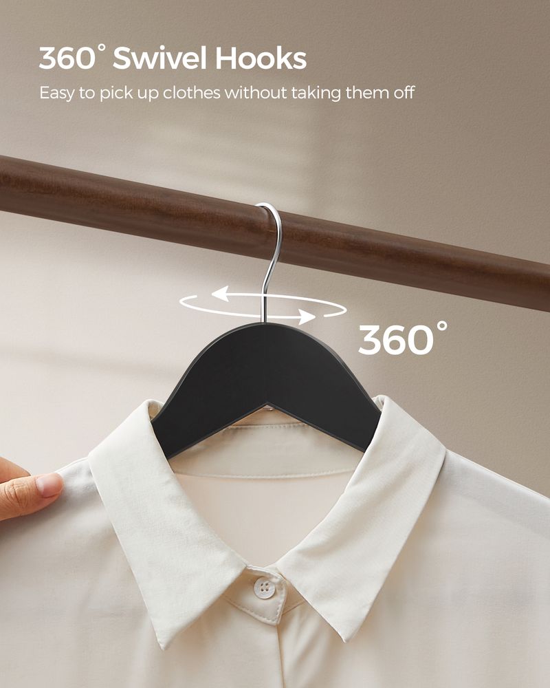 Wooden Coat Hangers | Shoulder Notches With Swivel Metal Hooks
