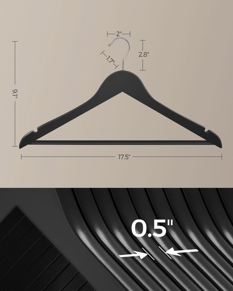 Wooden Coat Hangers | Shoulder Notches With Swivel Metal Hooks
