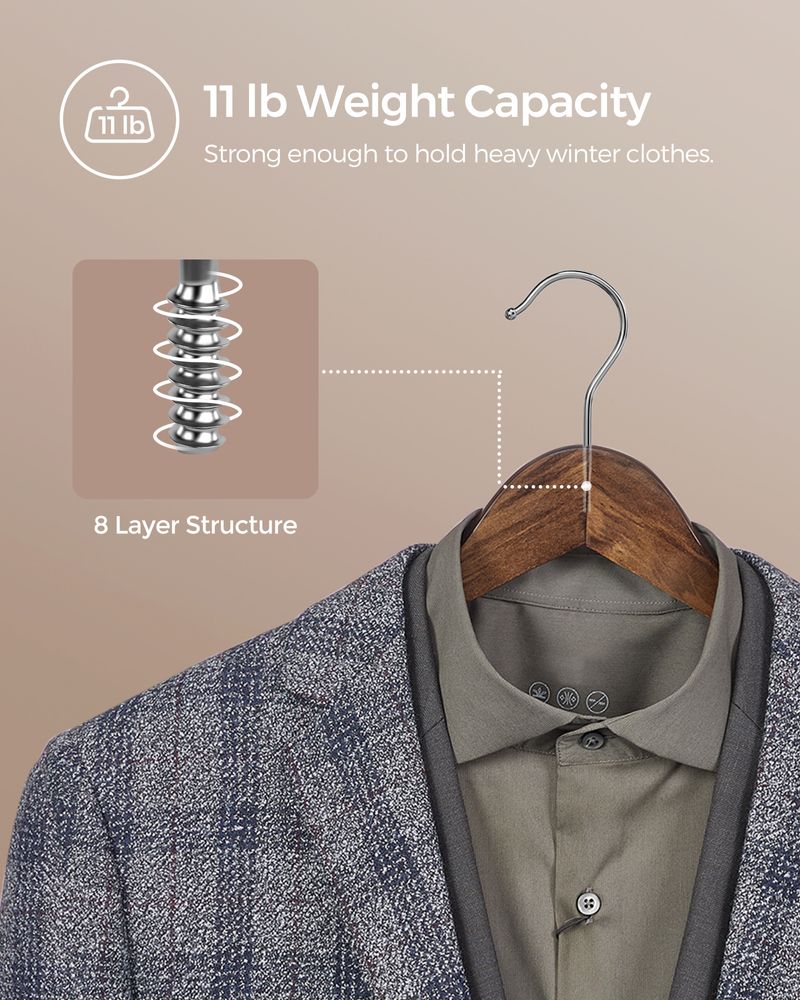 Wooden Coat Hangers | Shoulder Notches With Swivel Metal Hooks