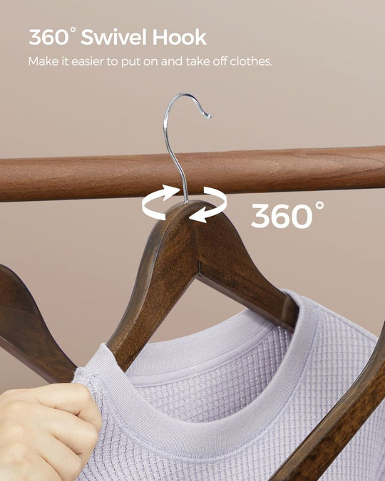 Wooden Coat Hangers | Shoulder Notches With Swivel Metal Hooks
