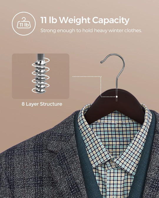 Wooden Coat Hangers | Shoulder Notches With Swivel Metal Hooks
