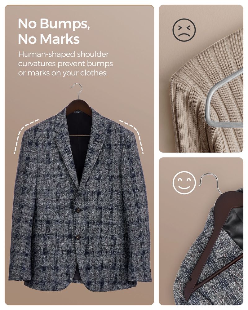 Wooden Coat Hangers | Shoulder Notches With Swivel Metal Hooks
