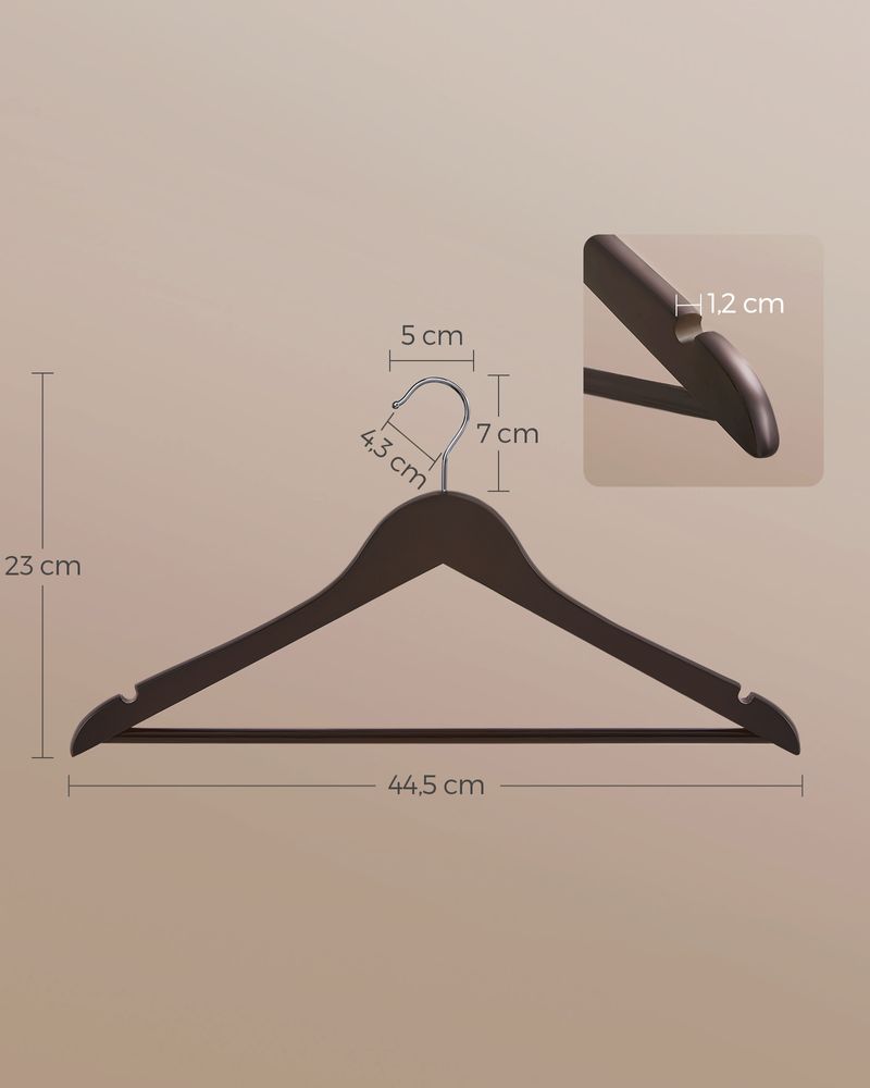 Wooden Coat Hangers | Shoulder Notches With Swivel Metal Hooks