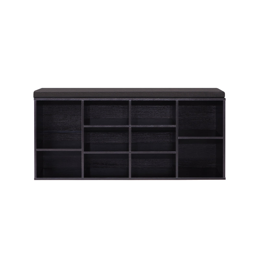 Cushioned Shoe Bench | Open Cubby Storage For Entryways
