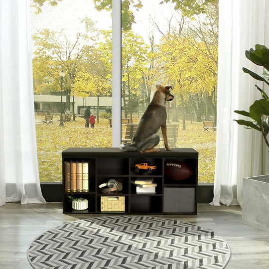 Cushioned Shoe Bench | Open Cubby Storage For Entryways