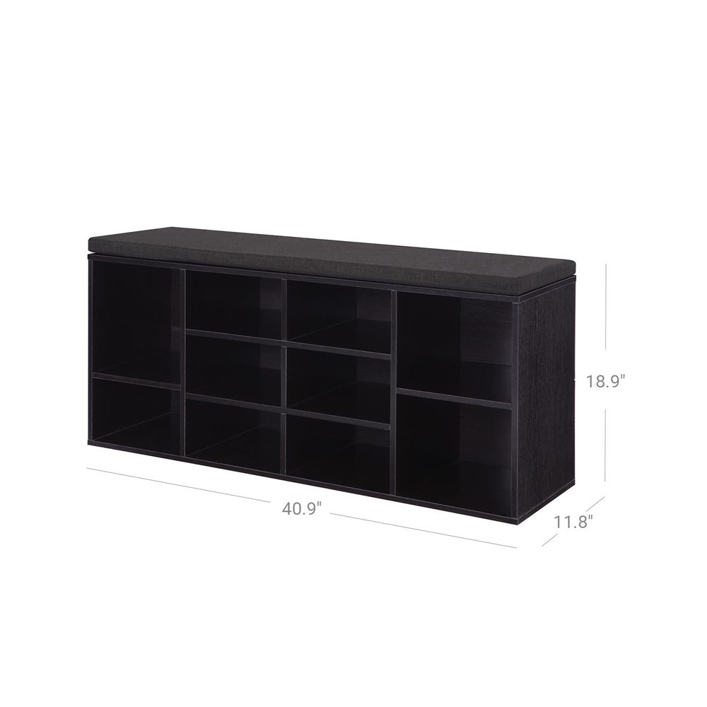 Cushioned Shoe Bench | Open Cubby Storage For Entryways