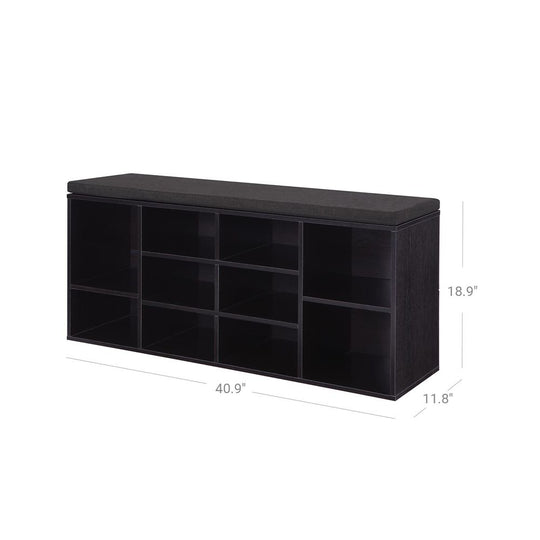 Cushioned Shoe Bench | Open Cubby Storage For Entryways