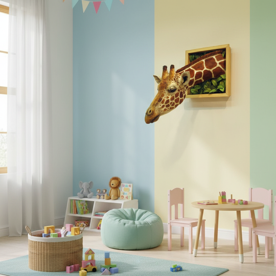 3D Giraffe Head Sculpture | Wall-Mounted Animal Decor