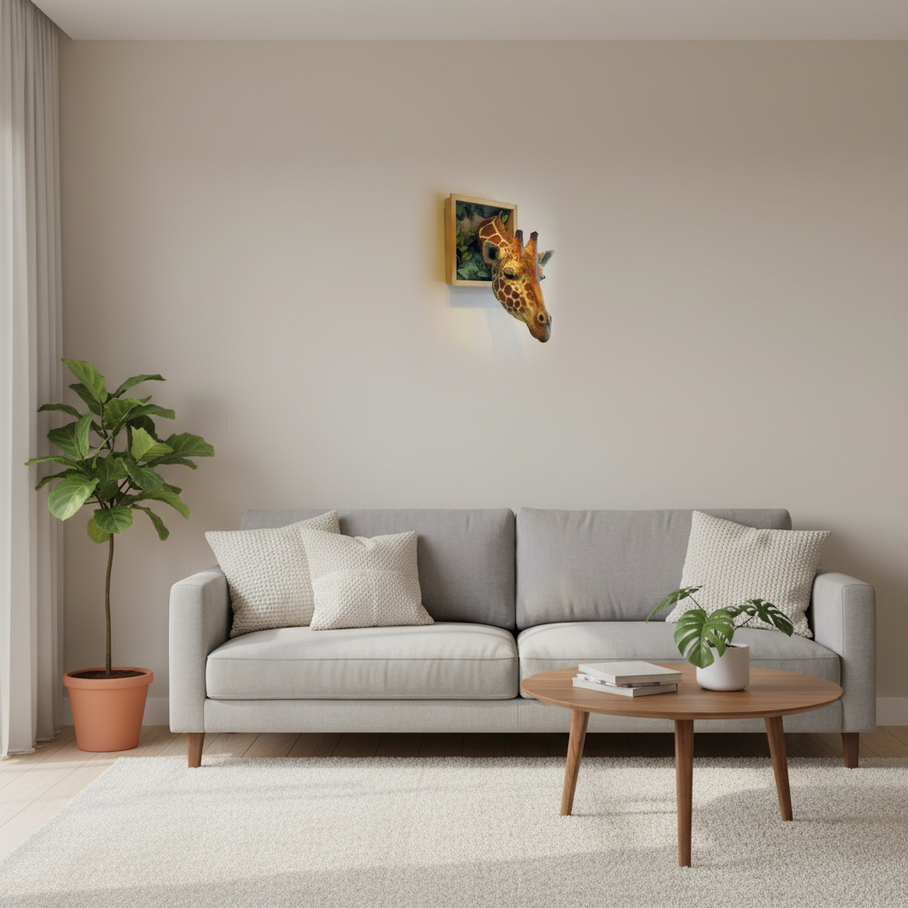 3D Giraffe Head Sculpture | Wall-Mounted Animal Decor
