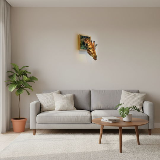 3D Giraffe Head Sculpture | Wall-Mounted Animal Decor