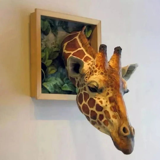 3D Giraffe Head Sculpture | Wall-Mounted Animal Decor