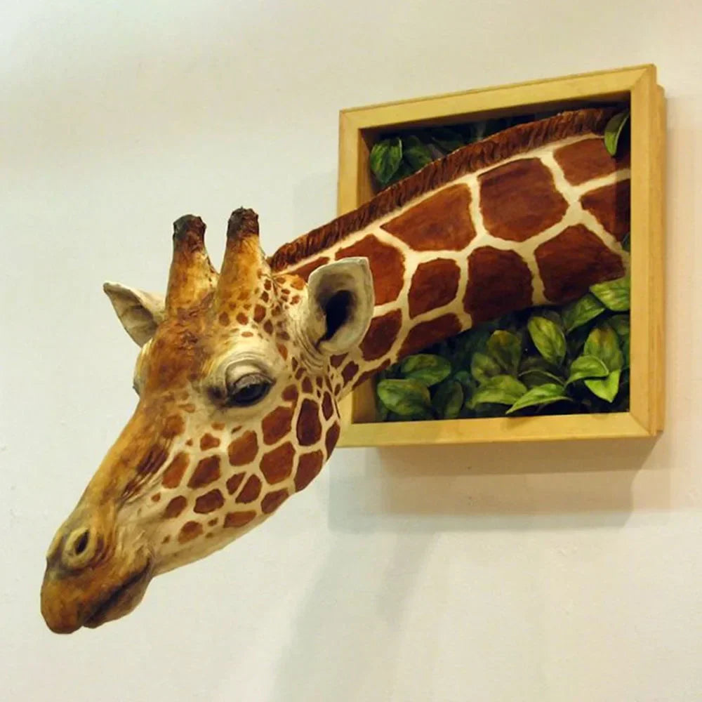 3D Giraffe Head Sculpture | Wall-Mounted Animal Decor