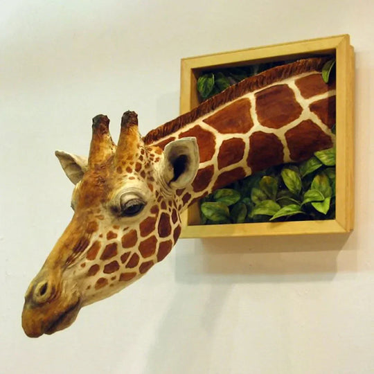 3D Giraffe Head Sculpture | Wall-Mounted Animal Decor